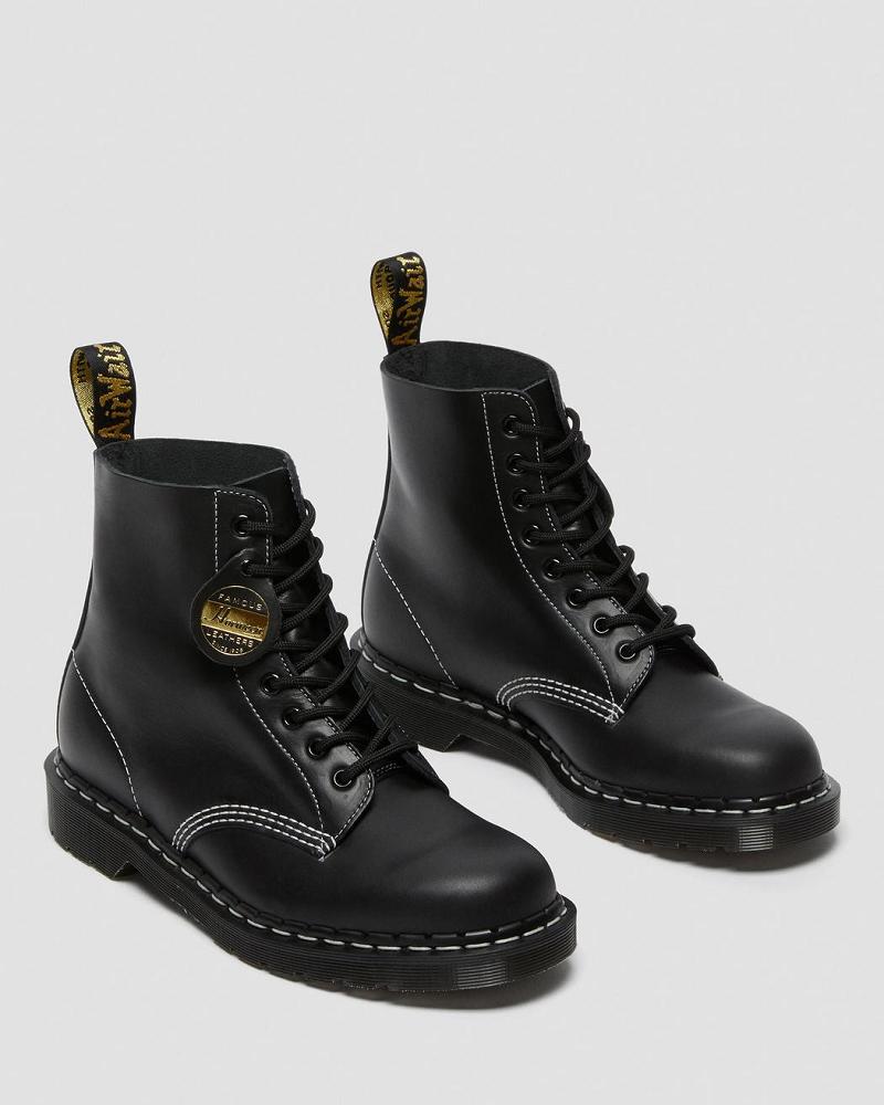 Black Men's Dr Martens 1460 Pascal Made in England Cavalier Leather Lace Up Boots | CA 527YXF